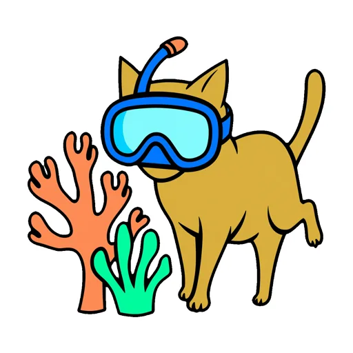 Cat Exploring Reef Scuba Mask