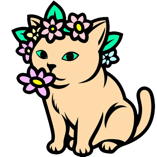 Cat Sniffing Flower Crown