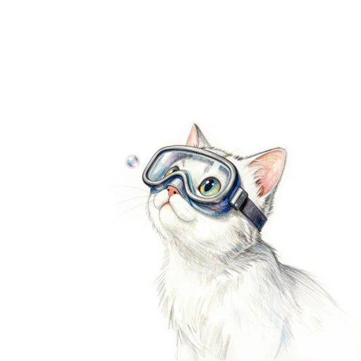 Cat Blowing Bubbles Scuba Mask