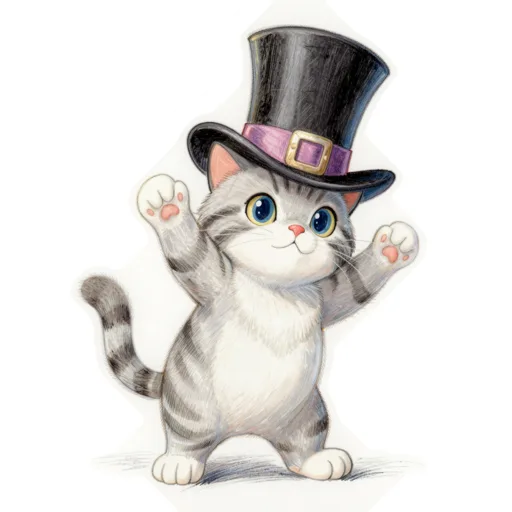 Cat Bowing Magician Top Hat