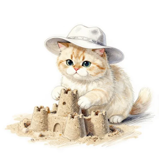 Cat Building Sandcastle Beach Hat