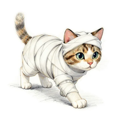 Cat Creeping Mummy Wrap