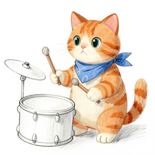 Cat Drumming Rockstar Bandana
