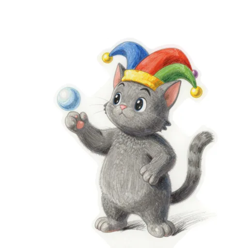 Cat Juggling Clown Hat