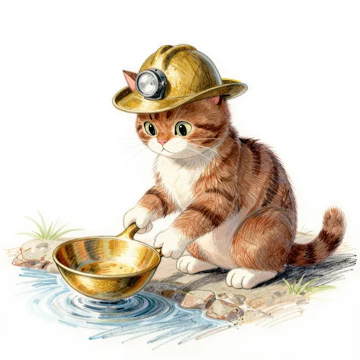 Cat Panning Gold Miner Hat