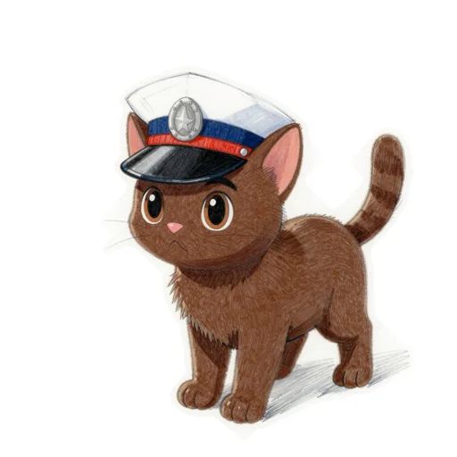 Cat Patrolling Police Cap