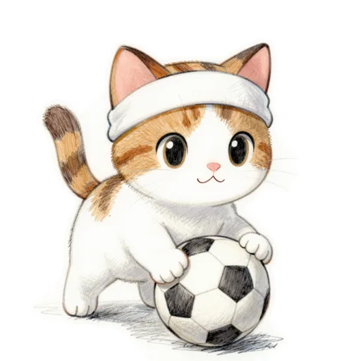 Cat Playing Soccer Team Headband