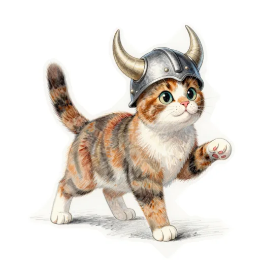 Cat Pouncing Viking Helmet