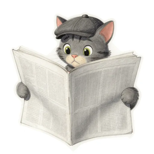 Cat Reading Newspaper Flat Cap