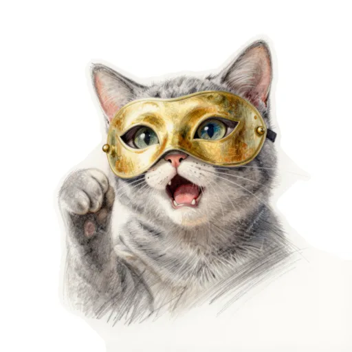Cat Singing Opera Mask