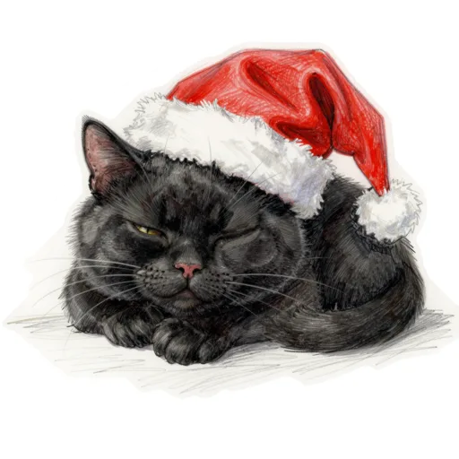Cat Snoozing Santa Hat