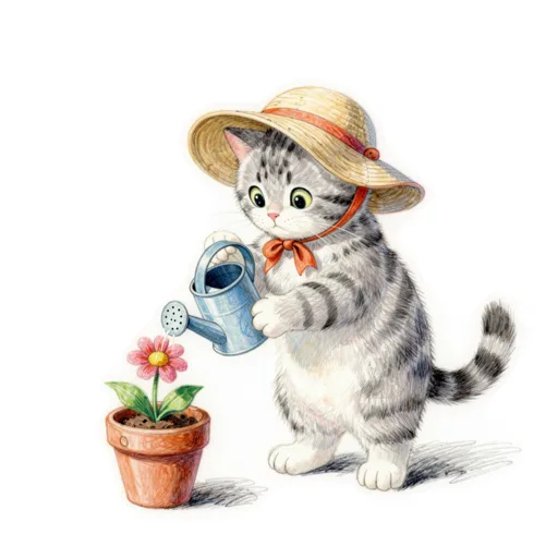 Cat Sprinkling Sun Bonnet