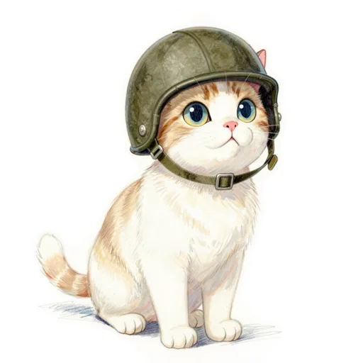 Cat Standing Guard Army Helmet