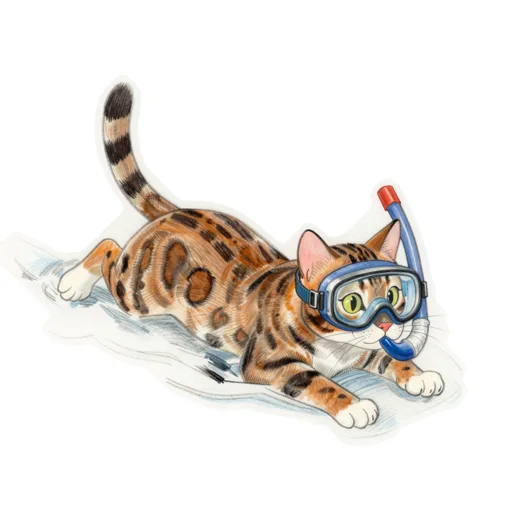 Cat Swimming Snorkel Mask