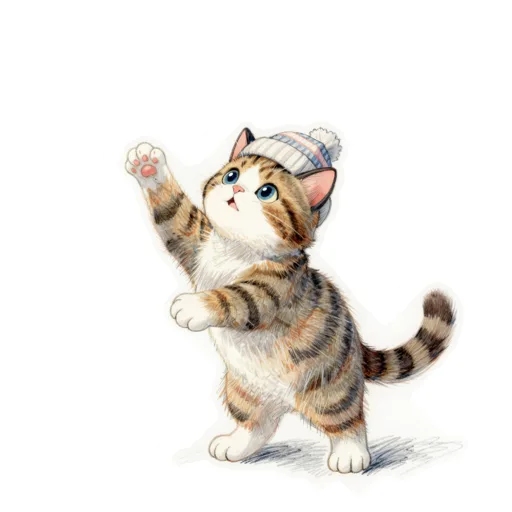Cat Throwing Snowball Knit Cap