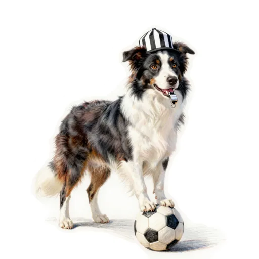 Dog Ball Under Paw Referee Cap