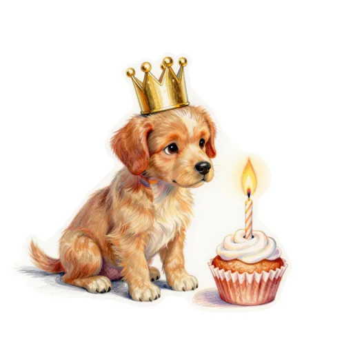 Dog Birthday Cupcake Party Crown