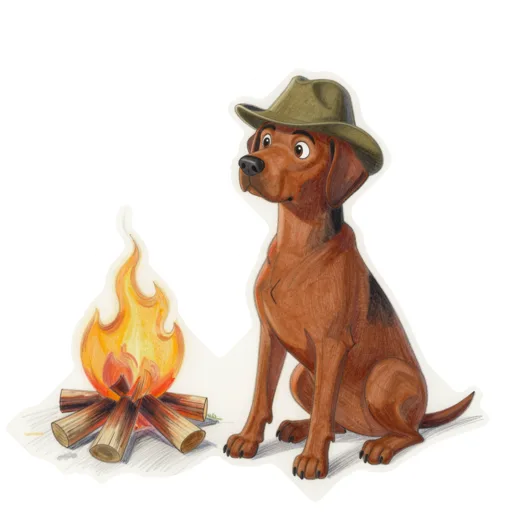 Dog Camping Fireside Ranger Hat
