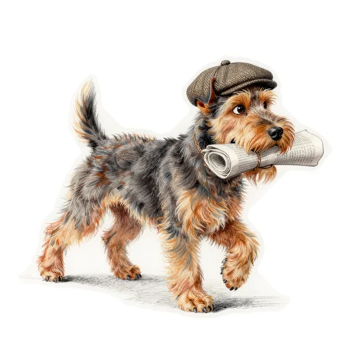 Dog Fetching Newspaper Flat Cap