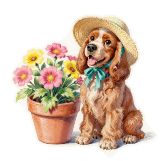Dog Flower Pot Sun Bonnet