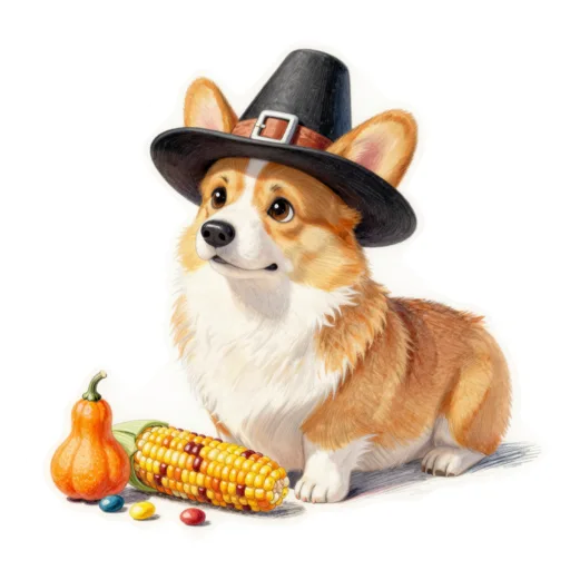 Dog Harvest Corn Pilgrim Hat
