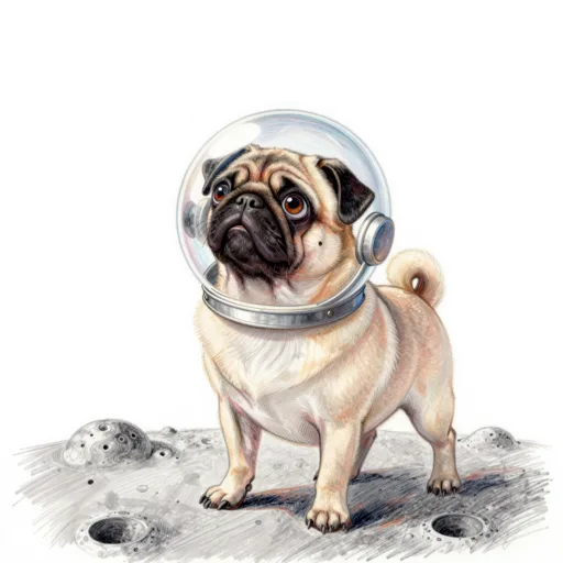 Dog Moonwalk Gaze Astronaut Helmet