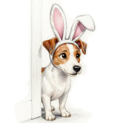 Dog Peering Bunny Ears