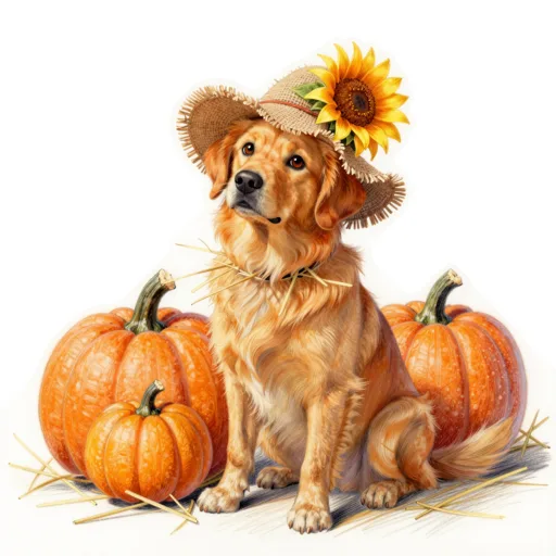 Dog Pumpkin Patch Scarecrow Hat