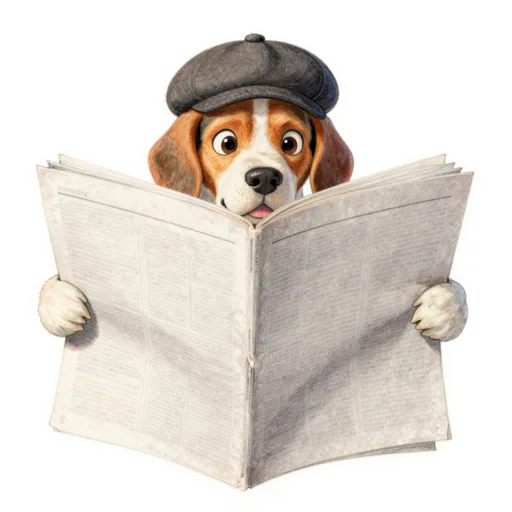 Dog Reading Newspaper Flat Cap