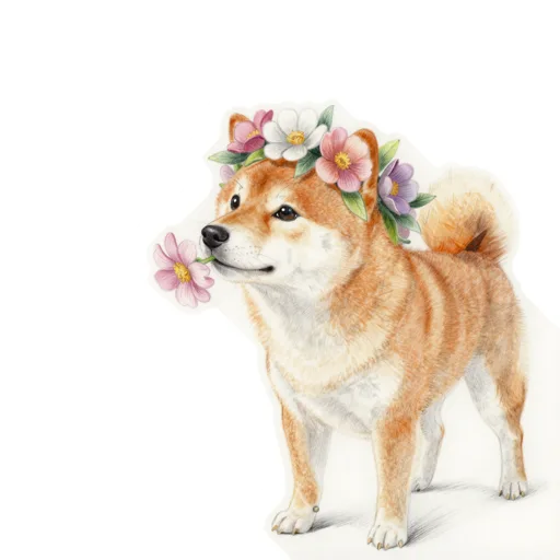 Dog Sniffing Flower Crown