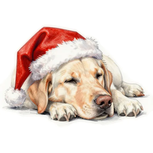 Dog Snoozing Santa Hat