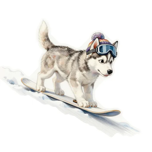 Dog Snowboarding Goggle Beanie