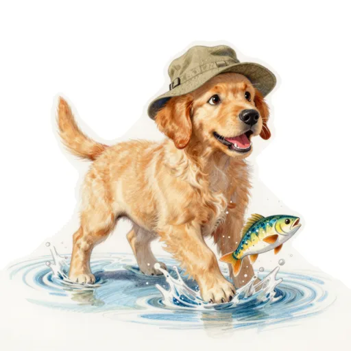 Dog Splashing Shallows Bucket Hat