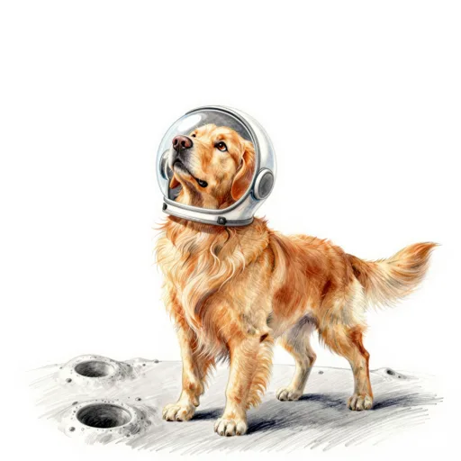 Dog Standing Astronaut Helmet