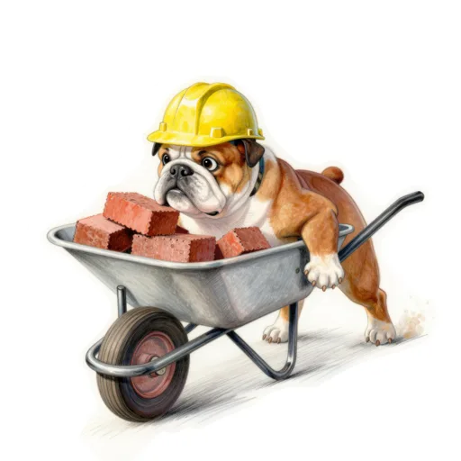 Dog Wheelbarrow Push Hard Hat