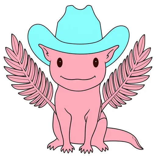 Axolotl Sitting Cowboy Hat