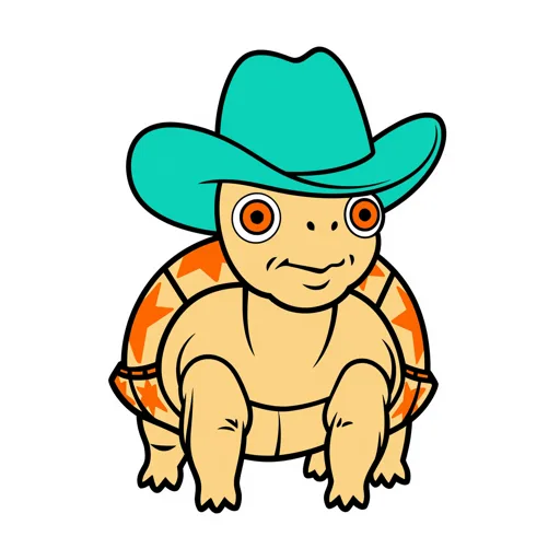 Box Turtle Smiling Cowboy Hat