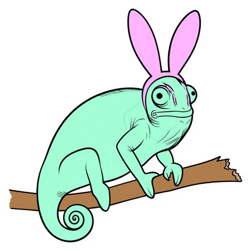 Chameleon Peeking Bunny Ears