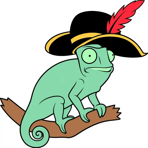 Chameleon Waving Pirate Hat