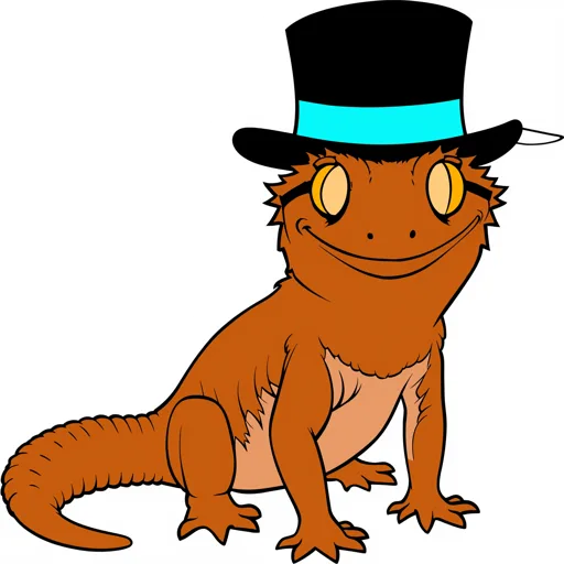Crested Gecko Smiling Top Hat