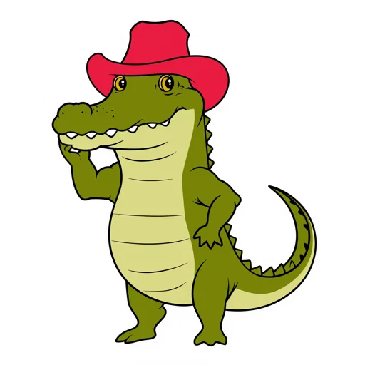Crocodile Waving Cowboy Hat