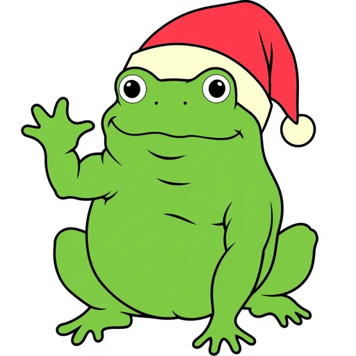 Frog Waving Santa Hat