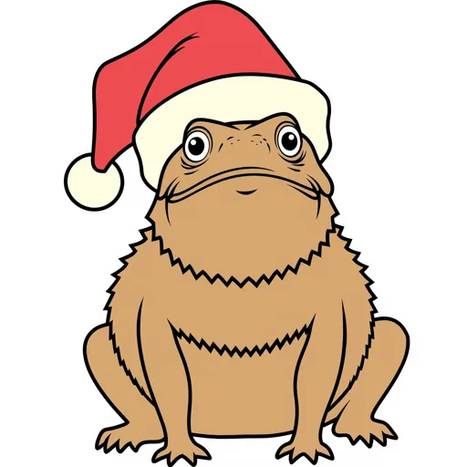 Horned Lizard Sitting Santa Hat