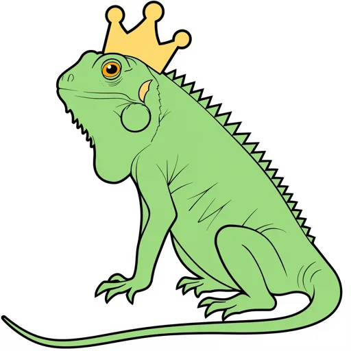 Iguana Waving Gold Crown