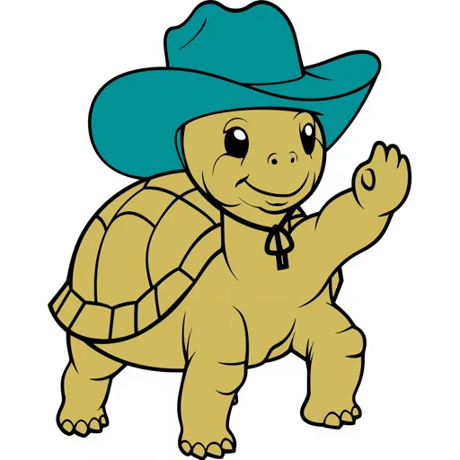 Tortoise Waving Cowboy Hat