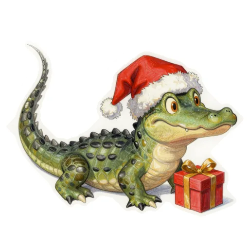 Alligator Christmas Santa Hat