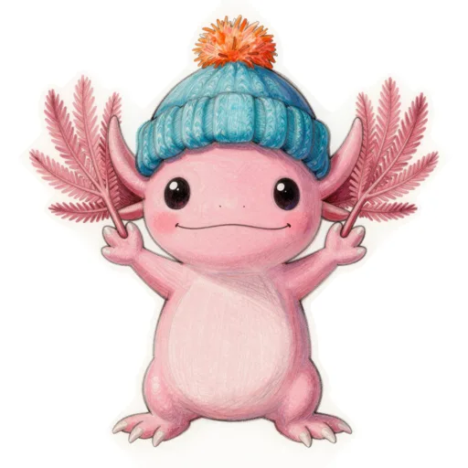 Axolotl Cheering Pom Beanie