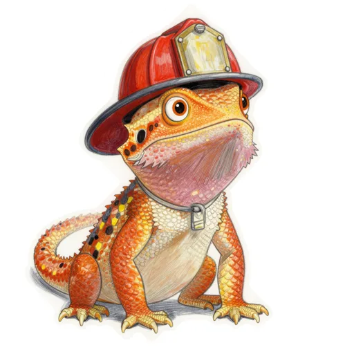 Bearded Dragon Firefighting Fire Helmet