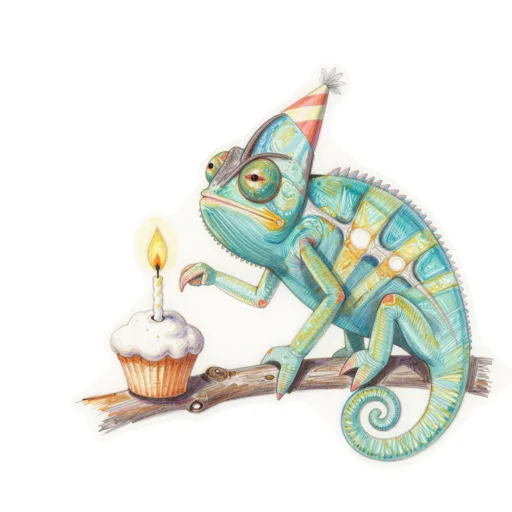 Chameleon Birthday Cone Hat