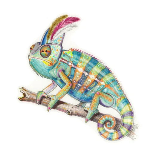 Chameleon Carnival Feather Hat